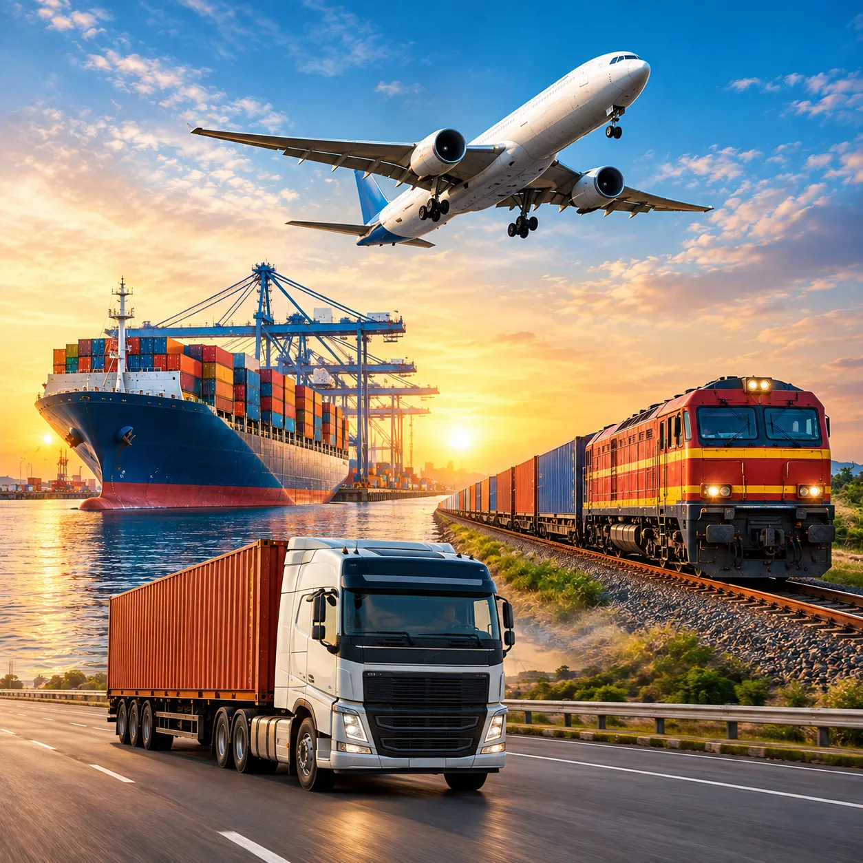Cargo containers at logistics port